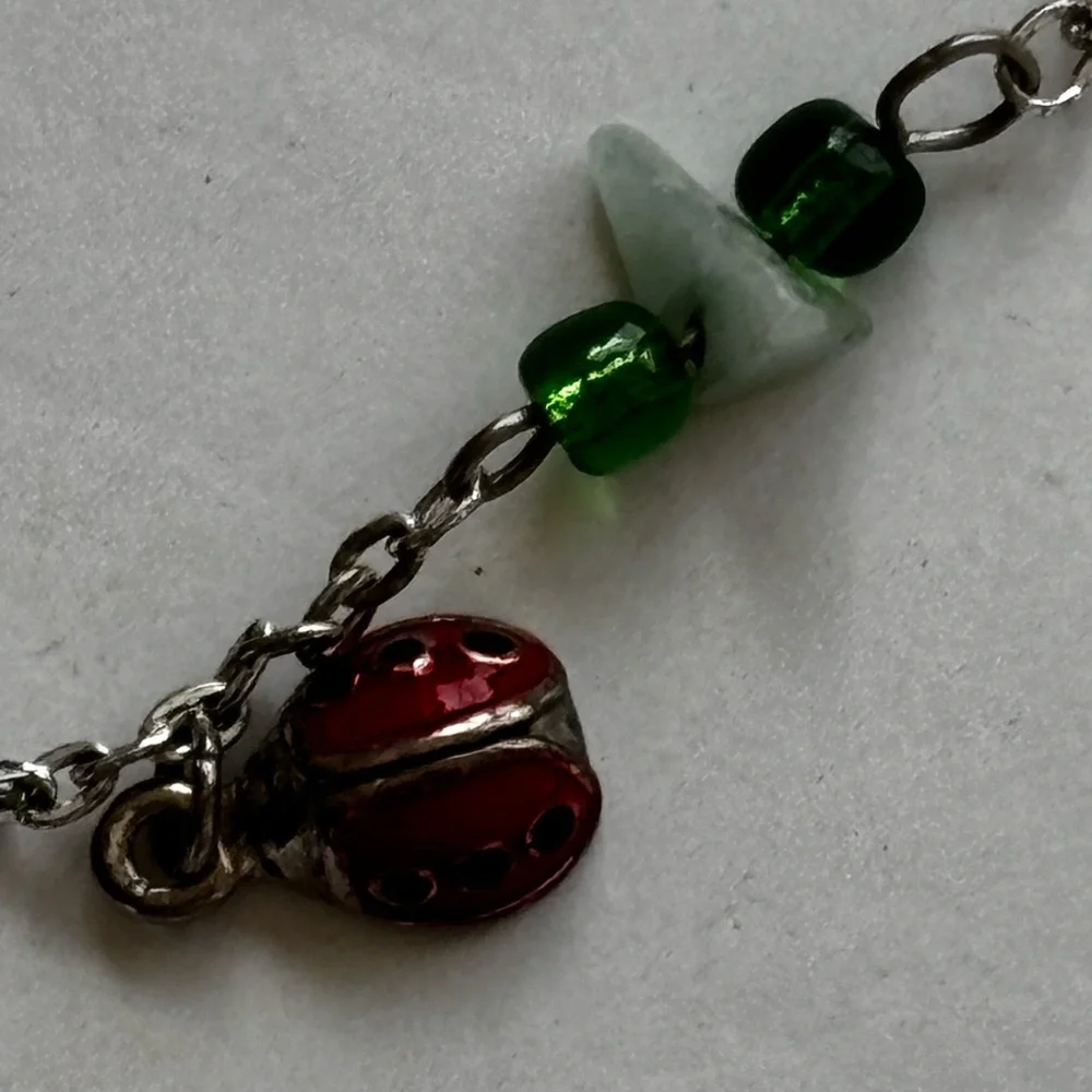 Ladybug necklace/ silver tone/ measures 12 in length/ choker or child’s …